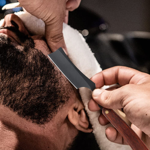 Straight Razor with Strope - Professional Straight Edge Barber Razor, Premium Stainless Steel Shaver for Men