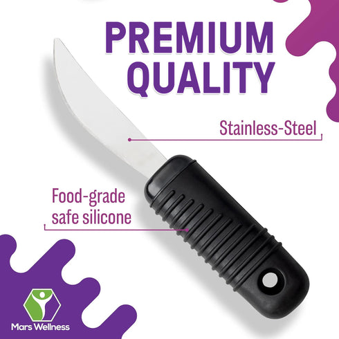 Mars Wellness 3-Piece Weighted Utensils Set - Heavy Duty Stainless Steel Fork, Knife, Spoon for Elderly, Hand Tremors