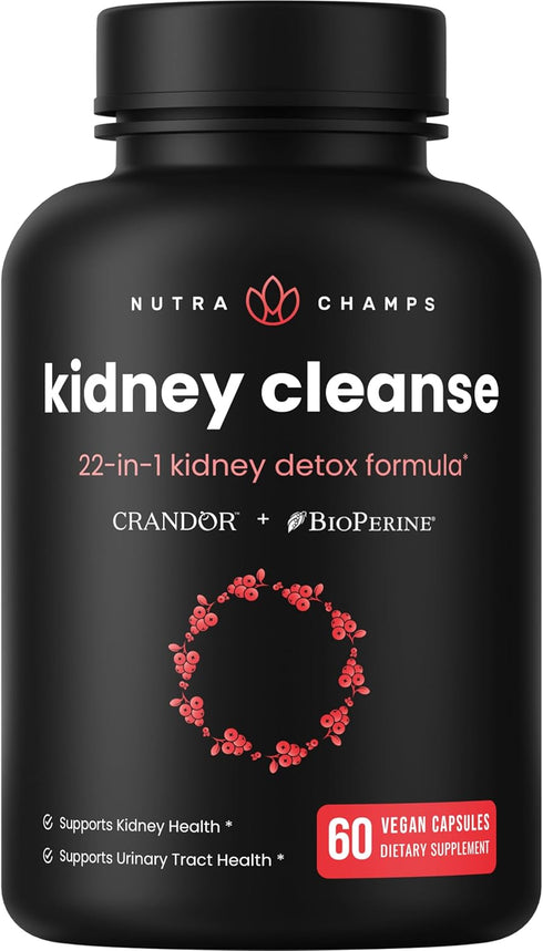 Kidney Cleanse Detox & Repair - 22-In-1 Kidney Health Supplement with 50:1 Cranberry Extract for Urinary Support