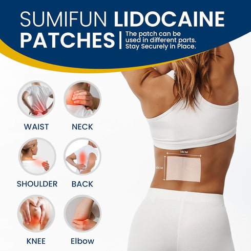 Sumifun 4% Lidocaine Patches, Maximum Strength Pain Relief for Back, Shoulder, Elbow, Knee, 30 Count