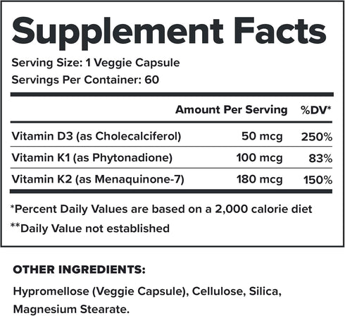 LEGION Vitamin D+K - Natural & Effective Formulation for Immunity Boost, Bone Density, and Heart Support