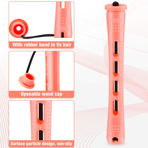 WILLBOND 60 Pcs Perm Rods for Long Hair, Plastic Curl Rods, Cold Wave Irons, Shell Pink
