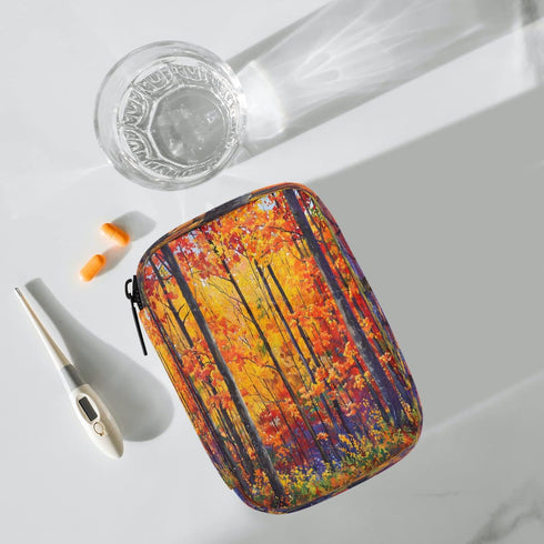 Skerhhux 7 Autumn Forest Color Pill Case Travel Pill Organizer Weekly Day Portable with Zipper Medicine Box Pill Case