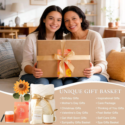 Package Set, Mothers Day Gifts, Sunflower Birthday Gifts for Women, Care for Women, Birthday Box for Woman, Hug in A
