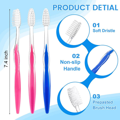 200 pcs Prepasted Disposable Toothbrushes Bulk, Individually Wrapped Pre Pasted Soft Bristle Tooth Brush Set for Travel