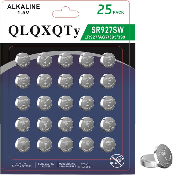 QLQXQTy 25PACK SR927SW 395/399 LR927 AG7 1.55V Silver Oxide Button Battery