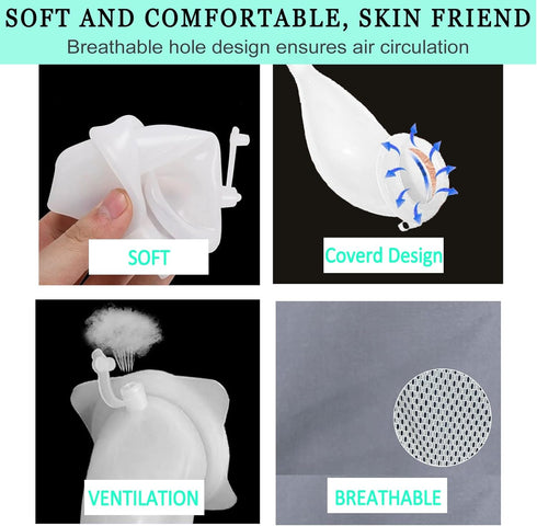 Sinlxcoy 2 Wearable Condom Catheter Urine Collection Bag Portable Urinals for Men, Leak-Proof Reusable Silicone