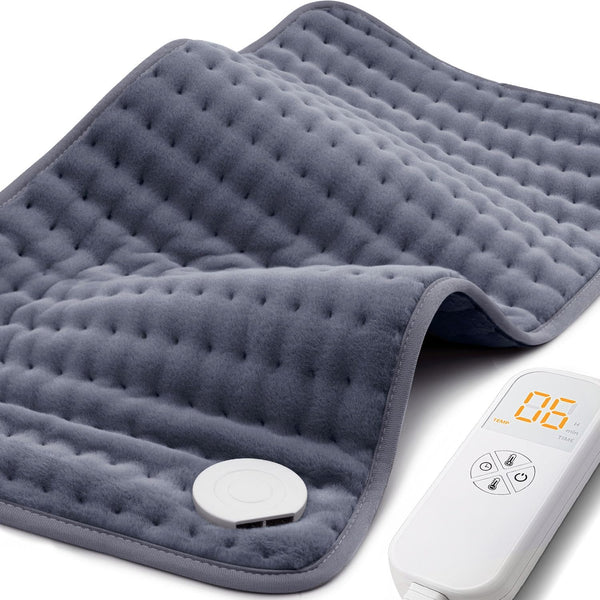 Heating Pad for Back, Neck, Shoulder Pain Relief, 6 Heat Settings, Auto-Off, Moist Dry Heat Options, 12"x24"