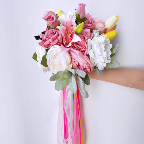 Winlyn 36 Colors 900 Yards Fabric Ribbons, Satin Ribbons, Metallic Glitter Rolls for Floral Bouquet Gifts Crafts Bows