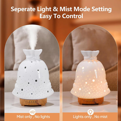 inrorans 160ML Ceramic Diffuser for Essential Oils Lucky Bag Aromatherapy Diffuser Ultrasonic Cool Mist Humidifier