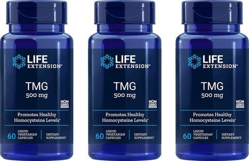 Life Extension TMG Liquid Vegetarian Capsules - 500 mg, 60 Ct (Pack of 3)