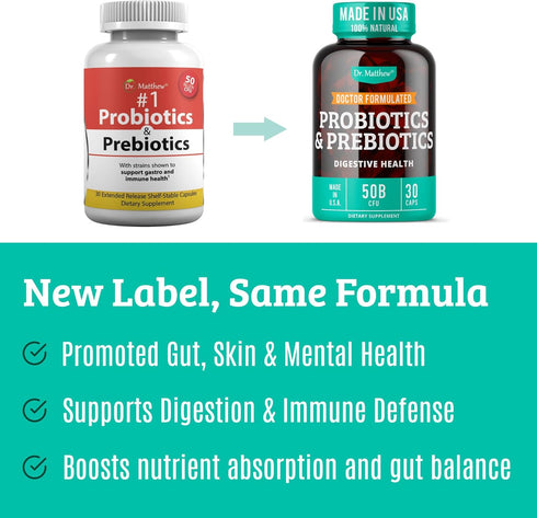Prebiotics and Probiotics: Lactobacillus Gasseri, Rhamnosus, Plantarum, Casei, Bifidobacterium longum, lactis, infantis