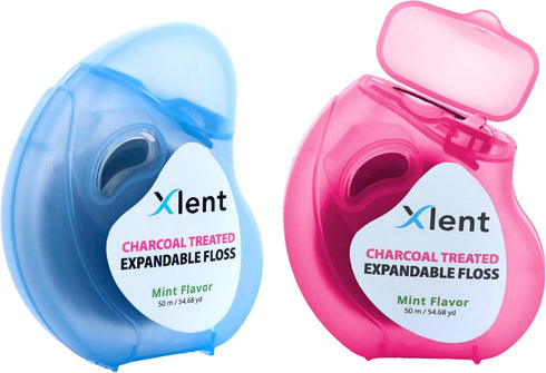 Expandable Floss with Activated Charcoal, Xylitol & Natural Plant Based Wax | Fresh Mint Flavor | PFAS & PTFE Free | 50