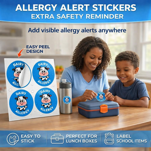 Sovelirix Set, Nut Peanut Dairy Shellfish Wheat Egg Allergy Alert Keychain Food Allergy Medical Alert with Tags