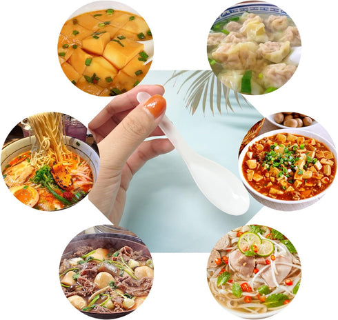 Honbay 60PCS Disposable Plastic Soup Spoons, White Translucent Dinner Spoons for Asian Dishes and Desserts
