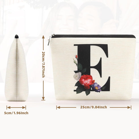 Personalized Initial Makeup Bag for Women, Letter C Cosmetic Bag Toiletry Pouch A-Z Letters Make up Bag Monogrammed Toiletry Bag, Birthday Gifts for Women Mom (C)