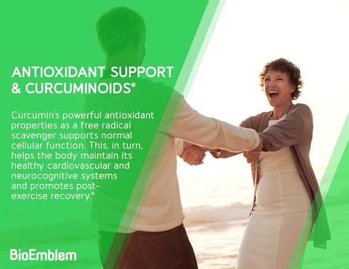BioEmblem Turmeric Curcumin Supplement - Joint Support & Heart Health with Organic Turmeric Powder, 30-Day Supply