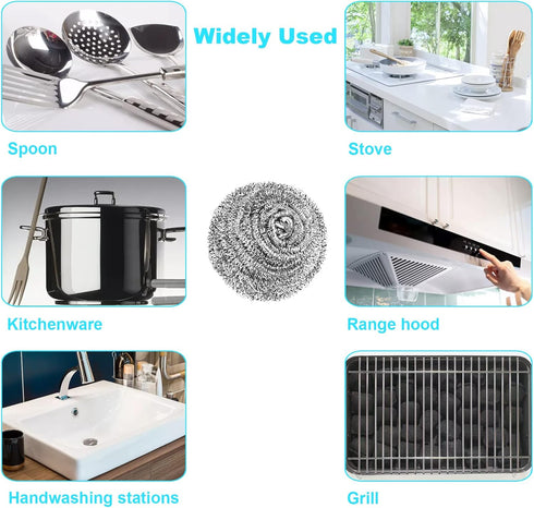 15 Pack Steel Wool Scrubber - Heavy Duty Stainless Steel Scrubbers for Cleaning Dishes, Pots, Pans, Bathroom, Oven
