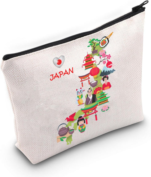 Japan Travel Cosmetic Bag - Japan Souvenir for Beloved Tokyo Travel Gift (Map Japan Bag2)