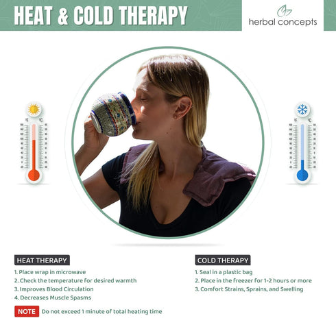 Herbal Concepts Neck and Shoulder Wrap, Microwavable for Pain Relief with 12 Herbs, Chocolate