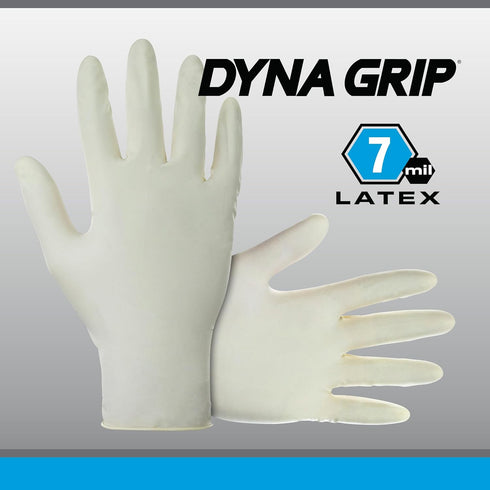 SAS Dyna Grip Powder-Free Premium Latex Disposable Gloves, 7 Mil - XL - 100 Count for Automotive Industrial Janitorial