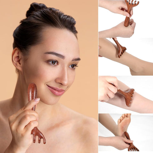 Tweruna 2 6 PCS Wooden Massage Comb Claws, Wooden Head Foot Massager Scalp, Wood Therapy Massage Tools for Head, Back