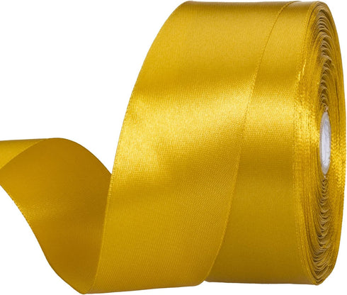 YASEO 1 1/2 Gold Solid Satin Ribbon, 50 Yards Craft Fabric Ribbon for Gift Wrapping