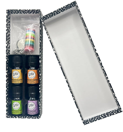Wild Essentials Greek Key Necklace Essential Oil Diffuser Kit, 12 Refill Pads, Lavender, Lemongrass, Peppermint, Orange