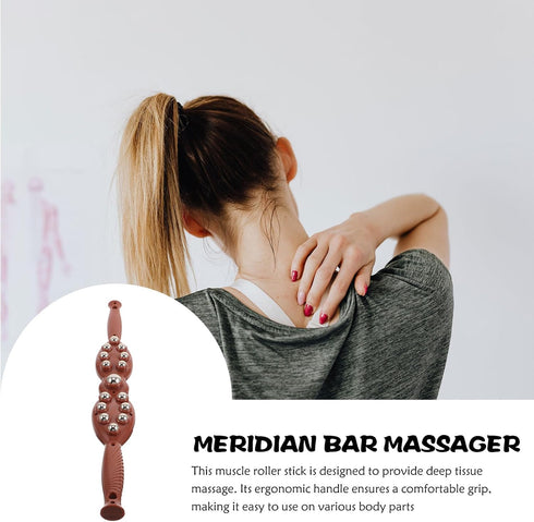 VALICLUD Muscle Roller Stick Manual Massage Tool with Steel Balls for Deep Tissue Massage and Back Relief Portable