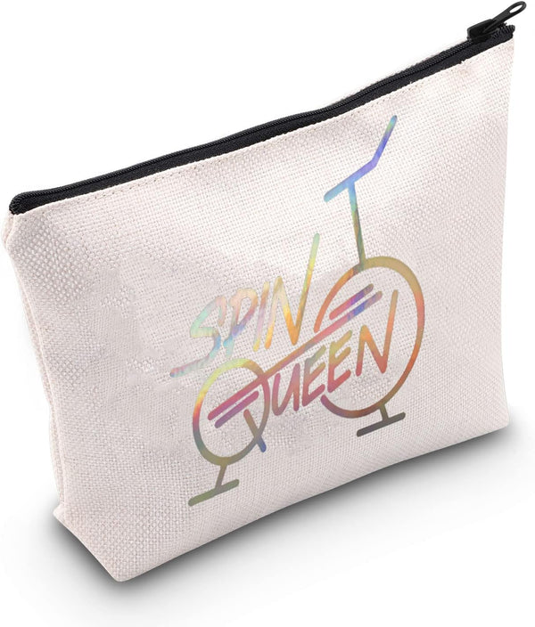 POFULL Indoor Cycling Bike Spin Class Workout Gift, Spin Queen Cosmetic Bags for Spinning Bike Gym