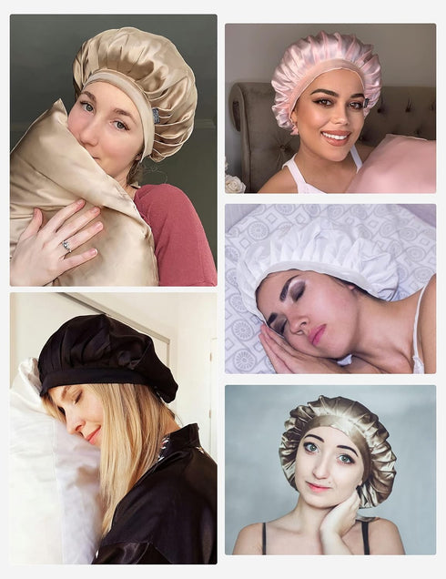 LILYSILK 100% Mulberry Silk Bonnet, 19 Momme Adjustable Night Sleep Cap for Sleeping, Ivory