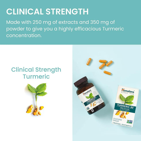 Himalaya Turmeric 95 Supplement with Curcumin, 600 mg, Joint and Muscle Support, 60 Capsules