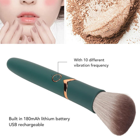 Electric USB Rechargeable Makeup Brush, 10 Gears Vibration for Liquid Powder Blusher Concealer, Waterproof