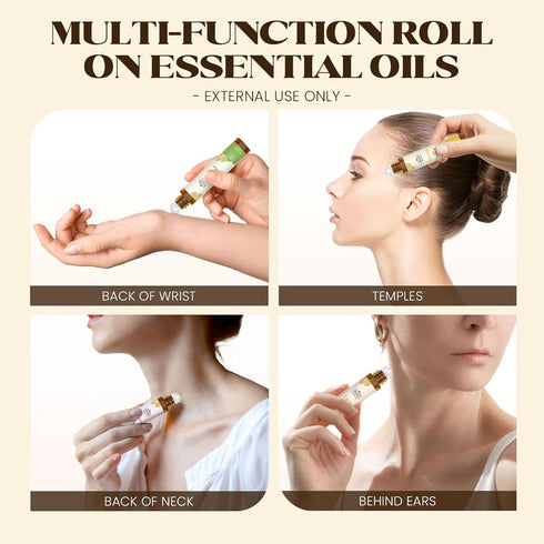Set,Gifts Essential Oils Roll On for Mom & Wife (Calm, Relax, Breathe, Focus on, Sleep, Renew), Natural Aromatherapy
