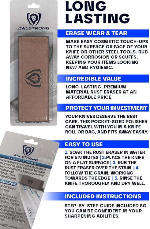 Dalstrong Premium Rust Remover & Eraser for Knife Maintenance, Stainless Steel Pots, Whetstones