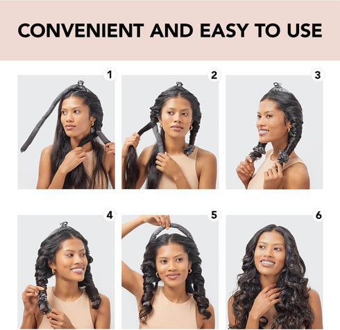 Kitsch Satin Heatless Curling Set - Overnight Hair Curlers for Heatless Curls, Charcoal