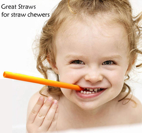 Mini Short Pinch Test Passed 5.5" Replacement Reusable Silicone Small Straws for Toddlers & Kids