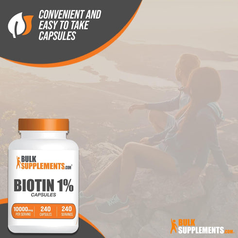 BulkSupplements.com Biotin 10000mcg Capsules, 240 Capsules - Vitamin B7 Biotin for Hair, Skin & Nails