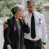 100 Pcs Cross Funeral Ribbons - Memorial Ribbon with Safety Pin for Mourning (Purple)