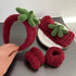 Ivyu Spa Skincare Headbands & Wristband Set, Cute Strawberry Makeup Headband for Women, Non-Slip Terry Cloth