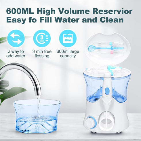 Water Flosser, Power Dental Water Flossers for Teeth & Braces Cleaning, 600ml for Family Use