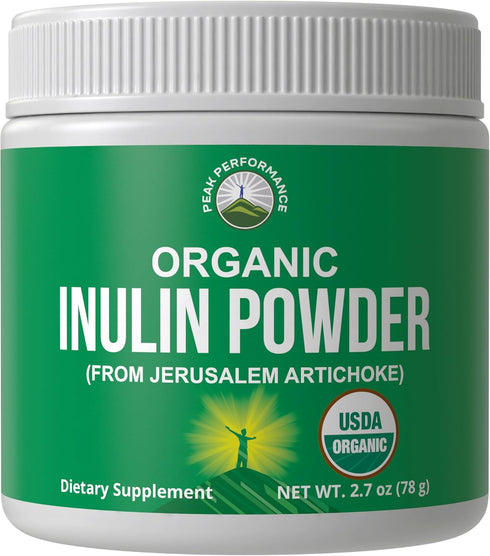 Organic Inulin Powder - Natural Prebiotic Fiber for Gut Health, USDA Organic Raw Plant Based Vegan Supplement