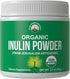 Organic Inulin Powder - Natural Prebiotic Fiber for Gut Health, USDA Organic Raw Plant Based Vegan Supplement