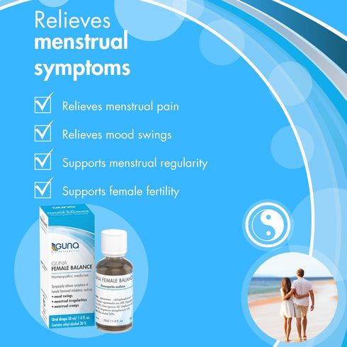 GUNA Female Balance Homeopathic Medicine, 1 Ounce for Symptoms of Hormonal Imbalance, Mood Swings, Cramps
