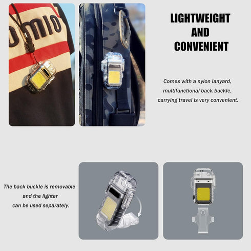Electric Candle Lighter USB Type C Rechargeable Flameless Windproof Lighter with Outdoor Light for Camping, Hiking (Red)
