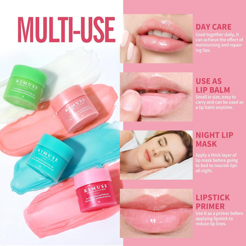 KIMUSE Lip Sleeping Mask Set - Overnight Treatment for Cracked Dry Lips, Intense Hydration with Shea Butter (SET)