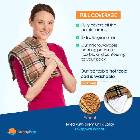SunnyBay Extra Large Microwave Heating Pad, Microwavable Heavy Weighted Full Body Moist Hot Pack with Wheat Filling,