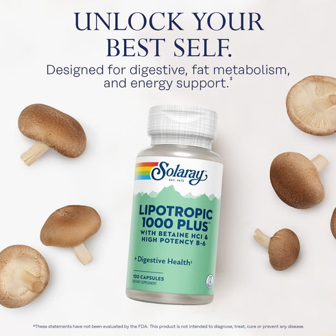 Lipotropic 1000 Plus Vitamin Capsules, SOLARAY, 100 Count
