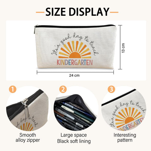 Kindergarten Teacher Gift, "It's a Good Day to Teach" Makeup Bag, Zipper Travel Toiletry Bag for Teacher Birthday Gifts