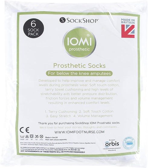 IOMI 6 (45cm 18 inches) Sock Shop Prosthetic Socks for below the Knee Amputees (Pink /